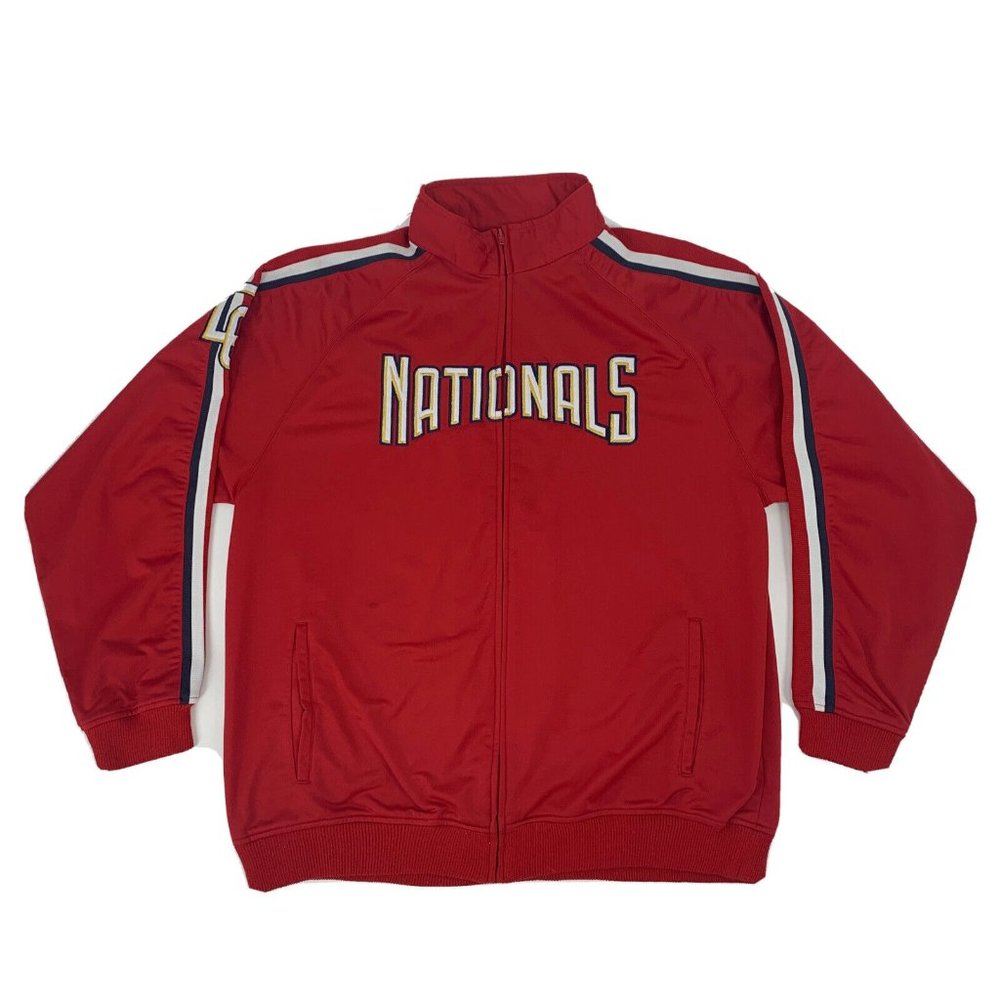 Men's Stitches Long‎ Sleeve Full Zip Jacket MLB Washington Nationals Red XL DC